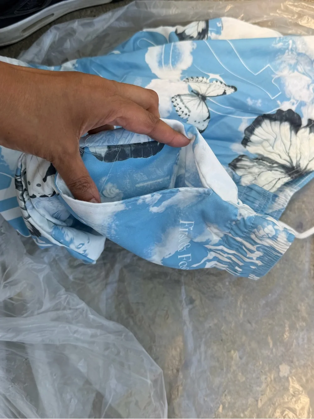 Blue Cloud & Butterfly Print Men’s Swim Shorts 2x